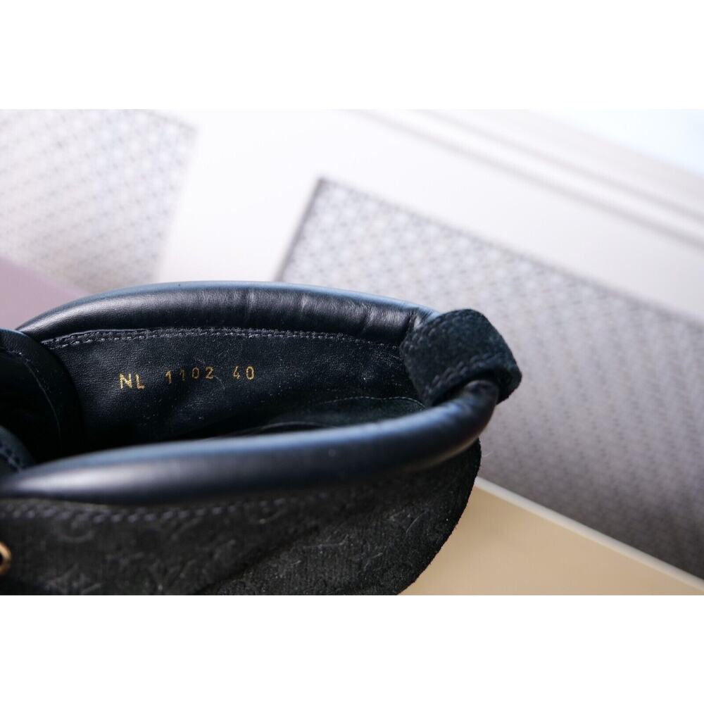 Louis Vuitton Black Suede Leather Wedge Monogram Embossed Booties (IT 40, US 10) - Picture 8 of 9